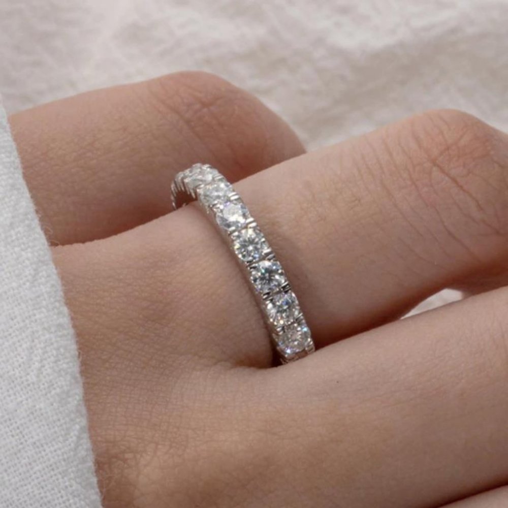 #Certified 2~3 ct. t.w. 3mm Moissanite Diamond Full Eternity Band Ring NEW - Picture 3 of 16